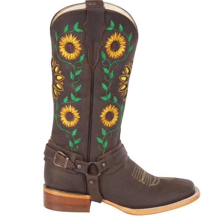 Botas Vaqueras de Cuero con Girasoles para Mujer en Horma Rodeo - 6