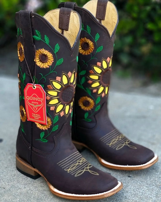 Botas Vaqueras de Cuero con Girasoles para Mujer en Horma Rodeo - 6