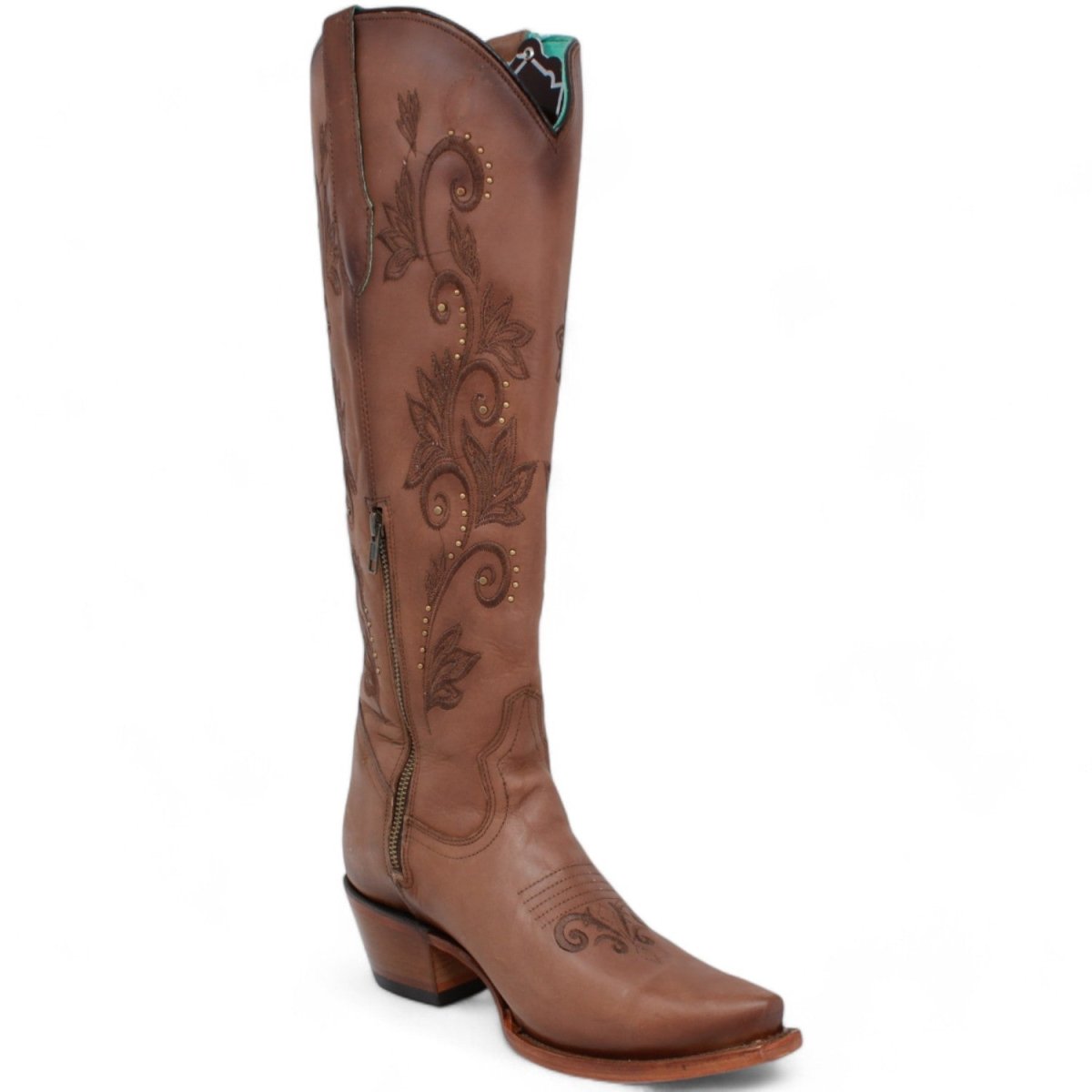 Botas Altas de Cuero Original para Mujer Color Miel Q34T8351 - 5 USA
