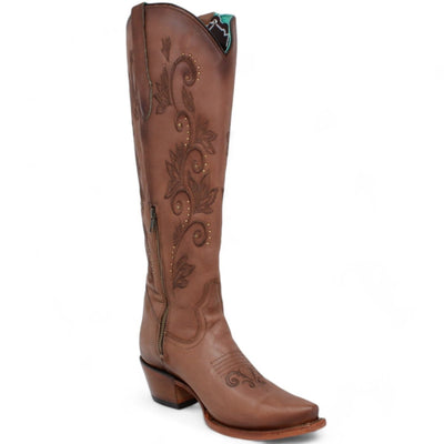 Botas Altas de Cuero Original para Mujer Color Miel Q34T8351