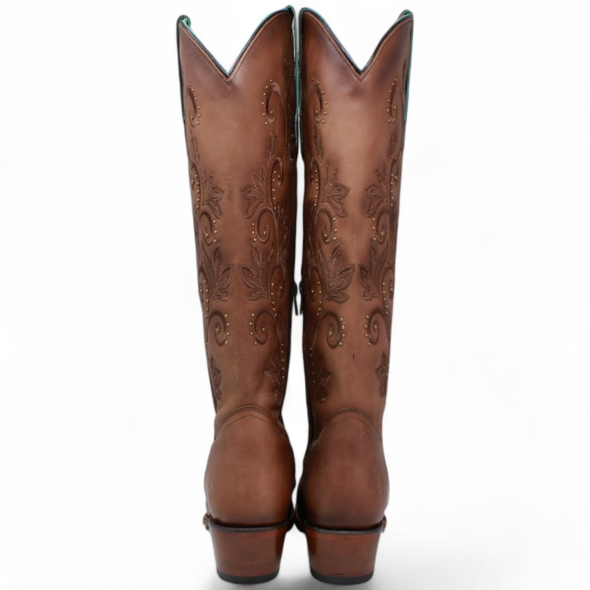 Botas Altas de Cuero Original para Mujer Color Miel Q34T8351 - 5 USA
