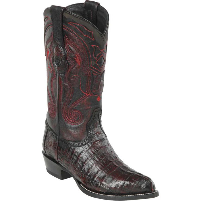 Men's Genuine Full Quill Ostrich Square Toe Boots Light Brown - 6