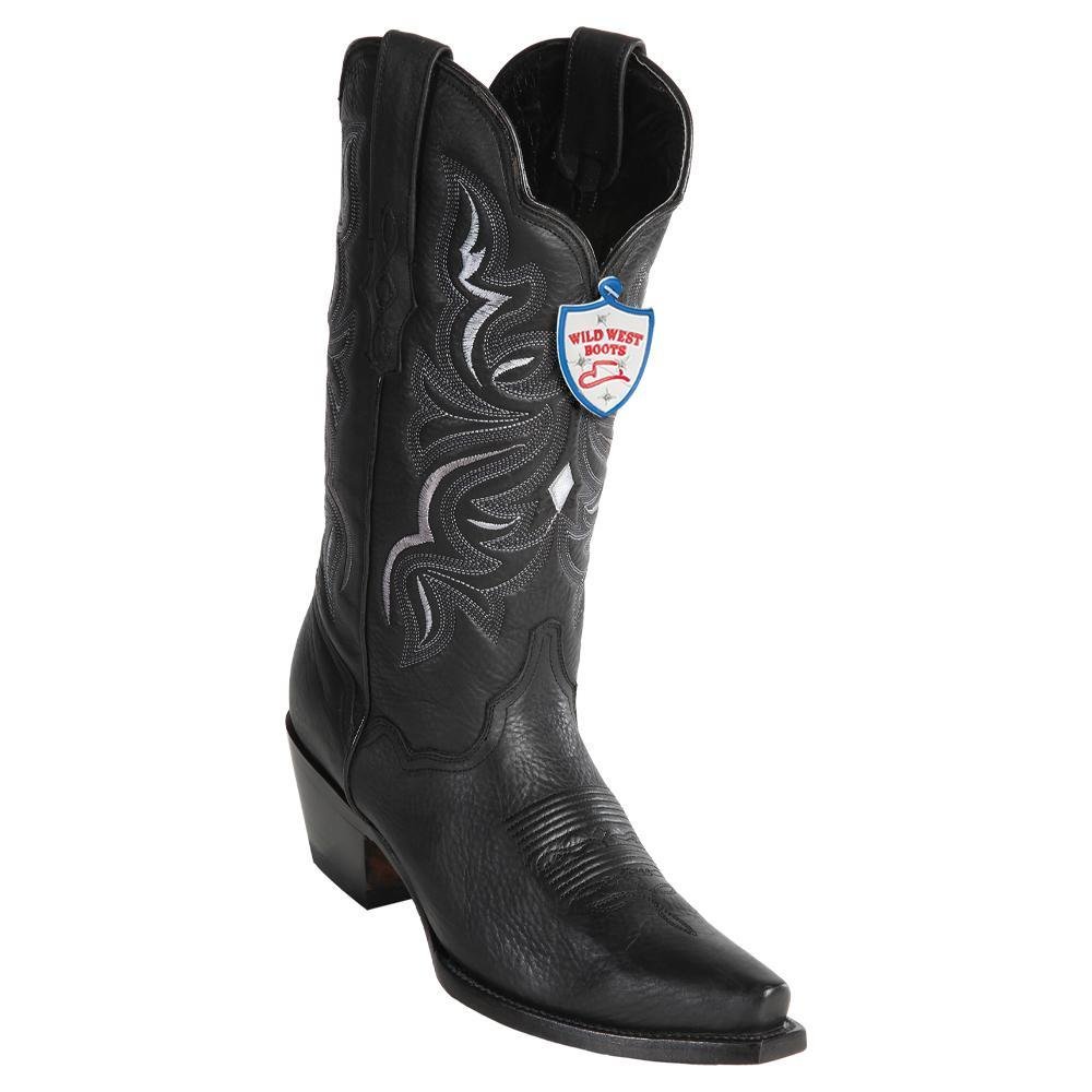 Women's Wild West Snip Toe Leather Boots - Black - 5