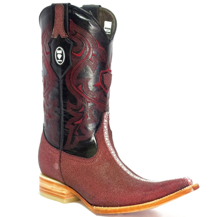Botas de Mantarraya Perla Completa Grabada 3X Aladino Color Vino - 6
