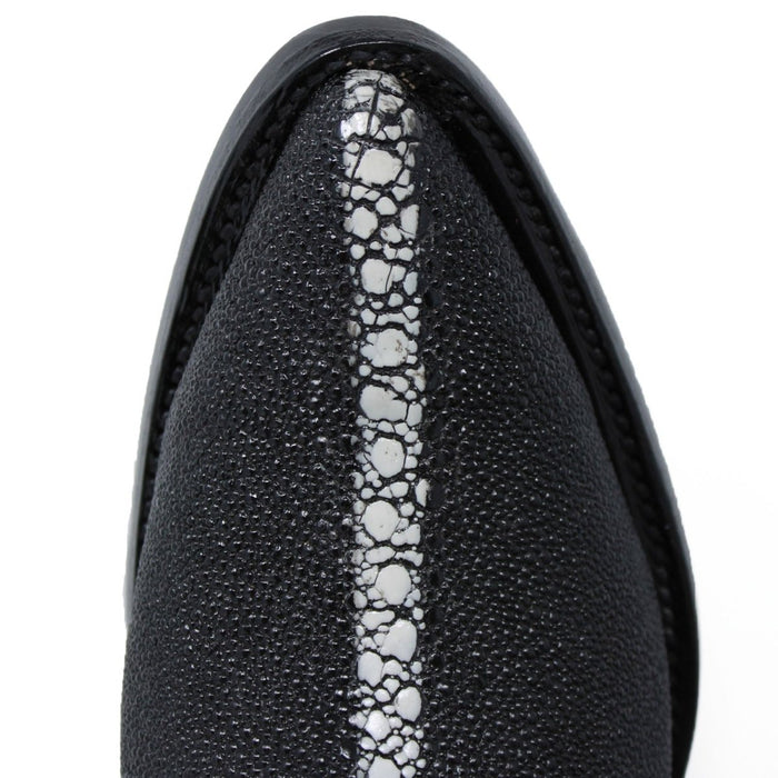 Botas de Mantarraya Perla Completa Grabada Horma Puntal Color Negro - 6