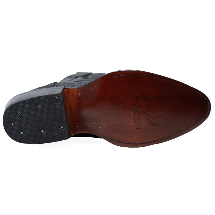 Botas de Mantarraya Perla Completa Grabada Horma Puntal Color Negro - 6