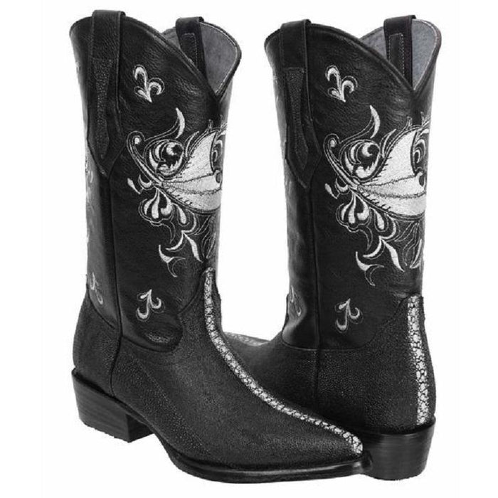Botas de Mantarraya Perla Completa Grabada Horma Puntal JB - 6