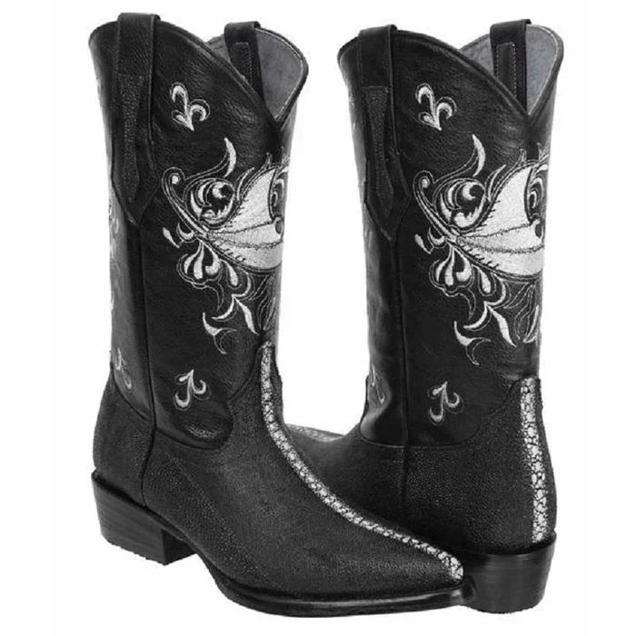 Botas de Mantarraya Perla Completa Grabada Horma Puntal JB - 6