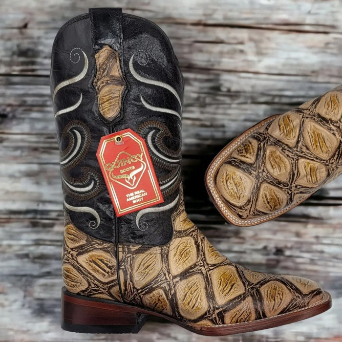 Botas de Pescado Africano Grabado Horma Rodeo Cuadrada - 6