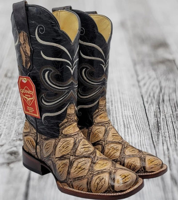 Botas de Pescado Africano Grabado Horma Rodeo Cuadrada - 6