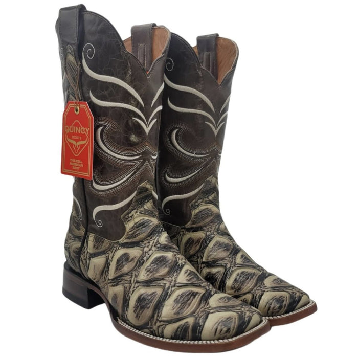 Botas de Pescado Africano Grabado Horma Rodeo Cuadrada - 6