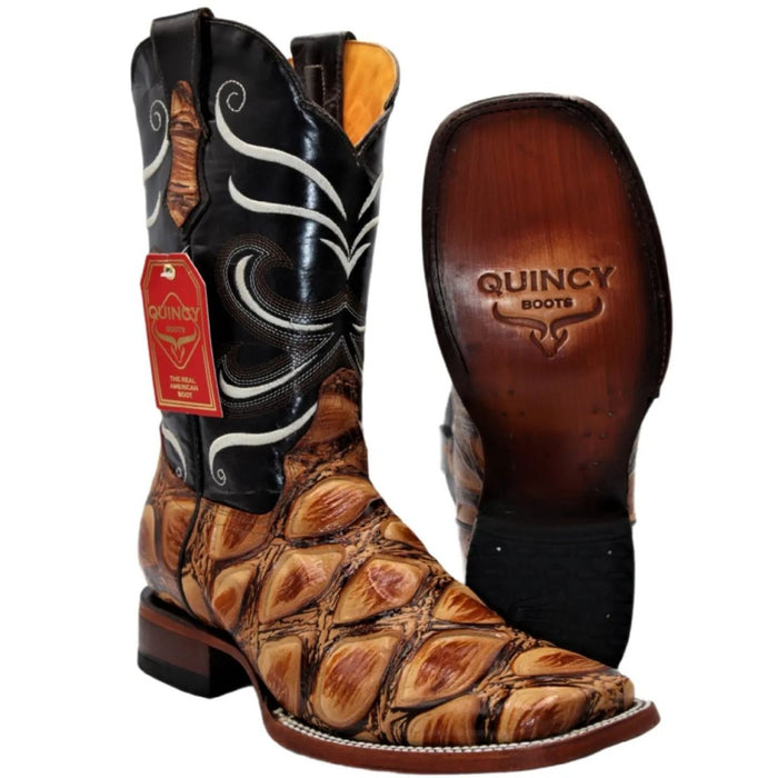 Botas de Pescado Africano Grabado Horma Rodeo Cuadrada - 6