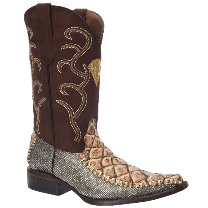 Botas de Pescado Pirarucu Grabado en Horma 3X Aladino Color Arena - 6