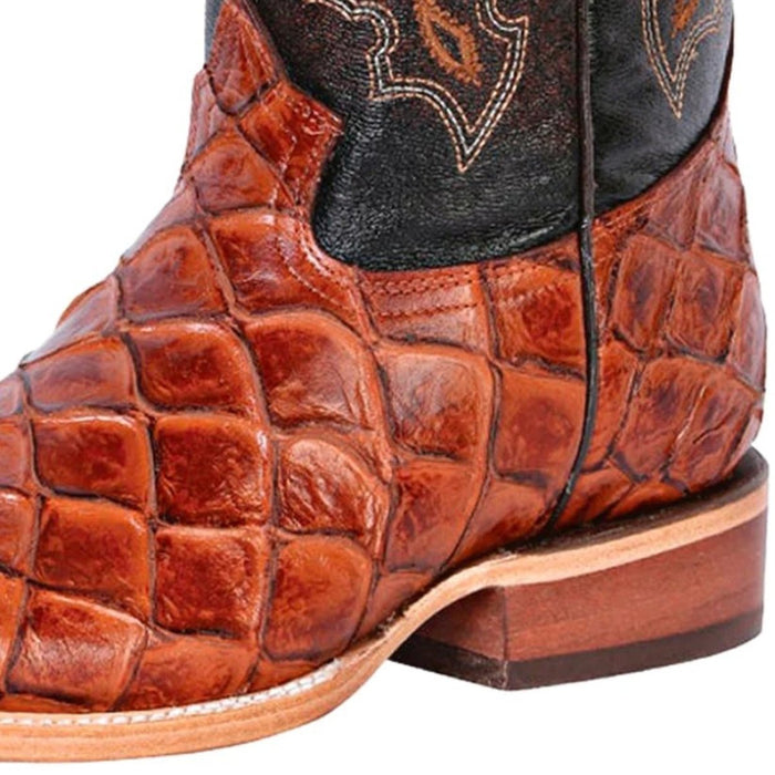Botas de Pescado Pirarucu Grabado en Horma Rodeo Cuadrada GEN - 6