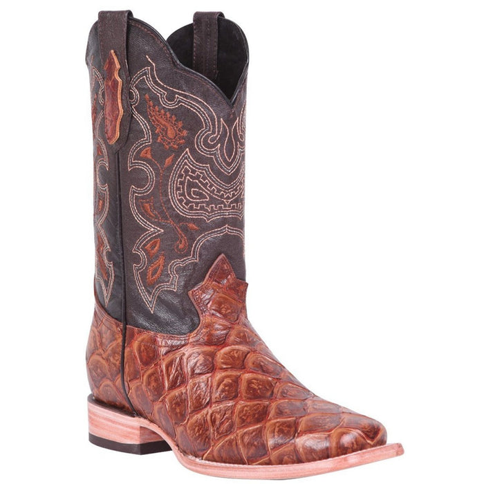 Botas de Pescado Pirarucu Grabado en Horma Rodeo Cuadrada GEN - 6