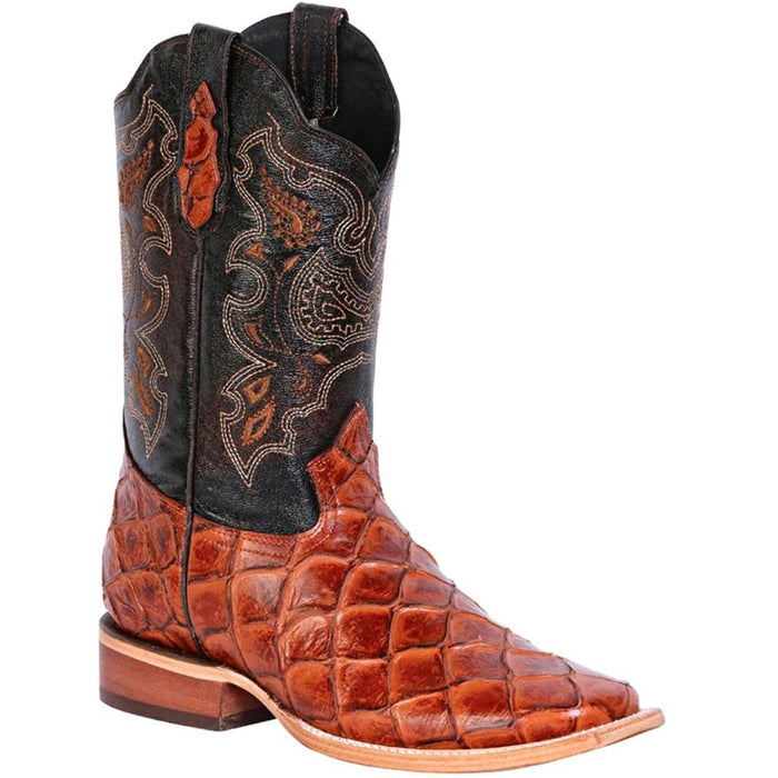 Botas de Pescado Pirarucu Grabado en Horma Rodeo Cuadrada GEN - 6
