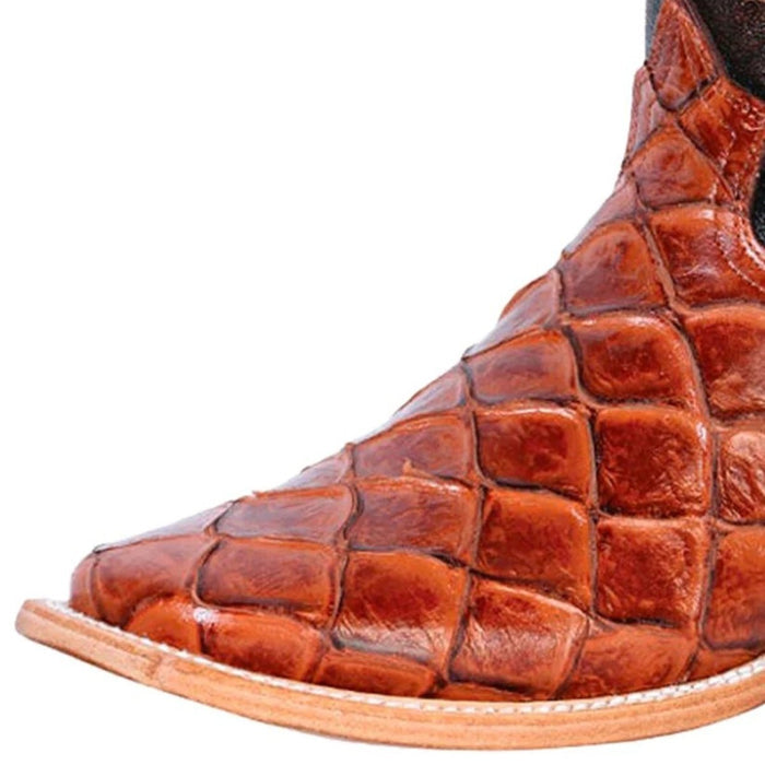 Botas de Pescado Pirarucu Grabado en Horma Rodeo Cuadrada GEN - 6