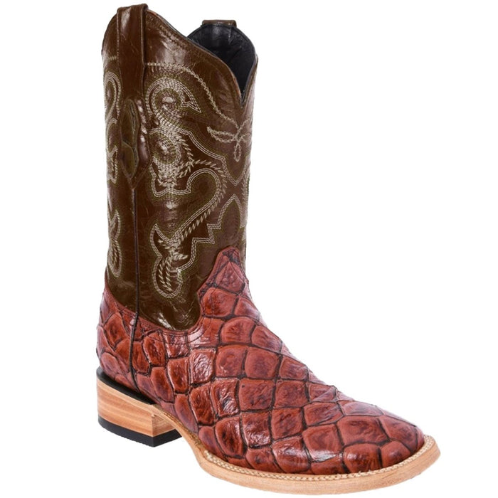 Botas de Pescado Pirarucu Grabado en Horma Rodeo Cuadrada - 6