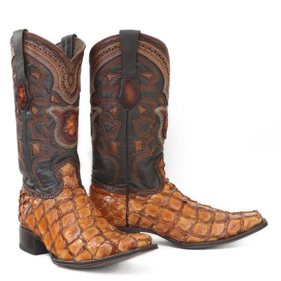 Botas de Pescado Pirarucu Original en Horma Europea Cuadrada