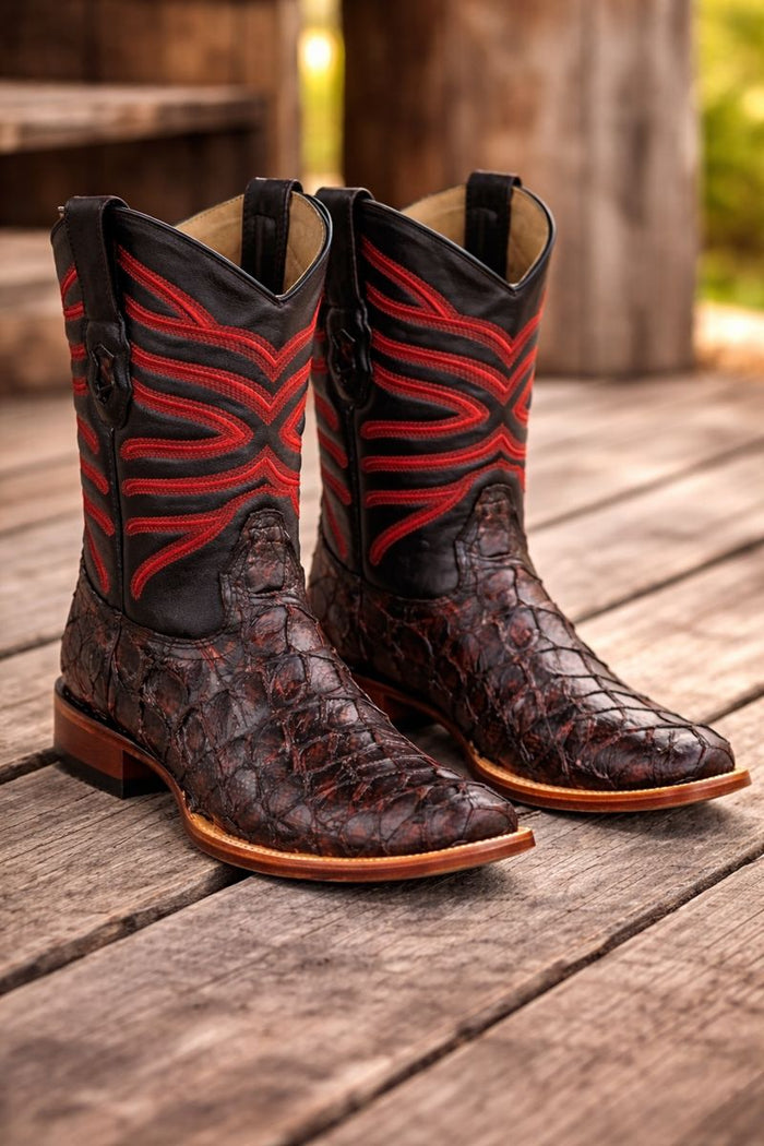 Botas de Pescado Pirarucu Original en Horma Rodeo Cuadrada-New Designer Collection