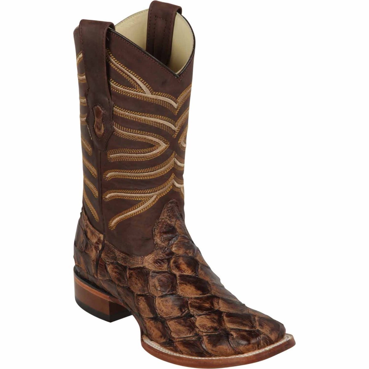 Botas de Pescado Pirarucu Original en Horma Rodeo Cuadrada - Mink