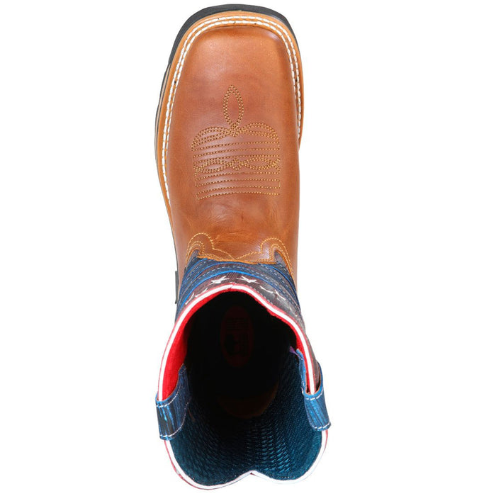 Botas de Trabajo de Cuero Horma Rodeo Color Miel con Bandera USA GEN - 6