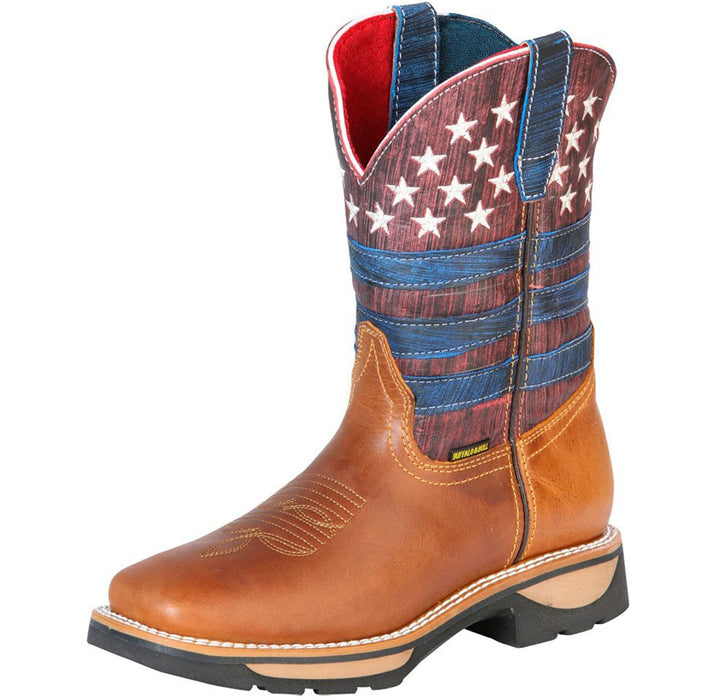 Botas de Trabajo de Cuero Horma Rodeo Color Miel con Bandera USA GEN - 6