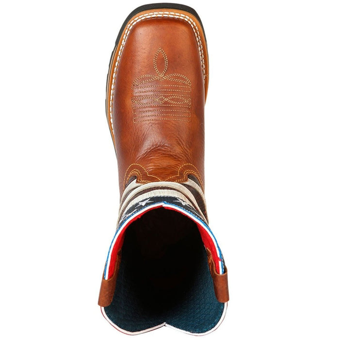 Botas de Trabajo de Cuero Horma Rodeo Color Miel con Bandera USA GEN - 6