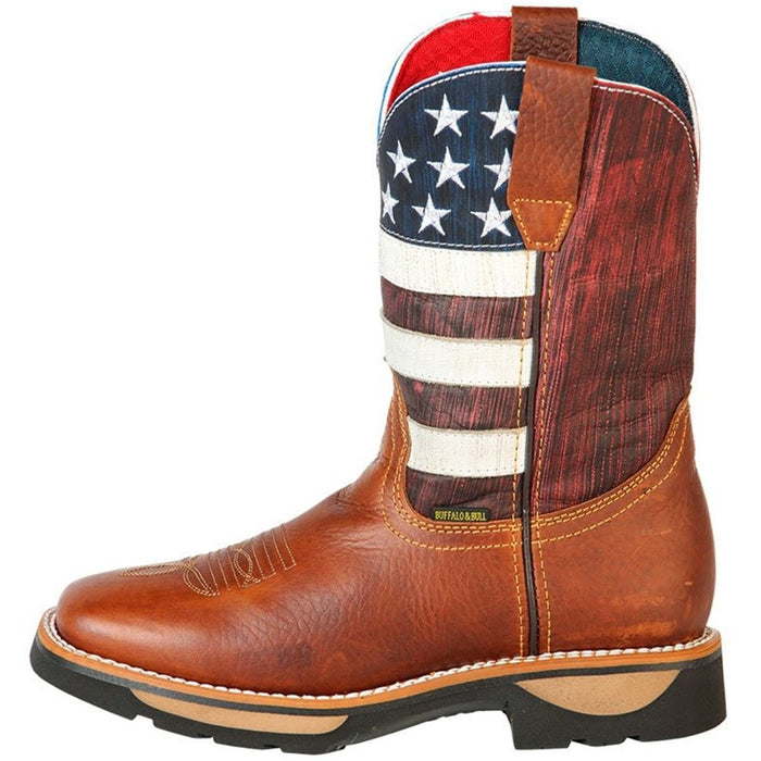 Botas de Trabajo de Cuero Horma Rodeo Color Miel con Bandera USA GEN - 6