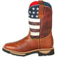 Botas de Trabajo de Cuero Horma Rodeo Color Miel con Bandera USA GEN