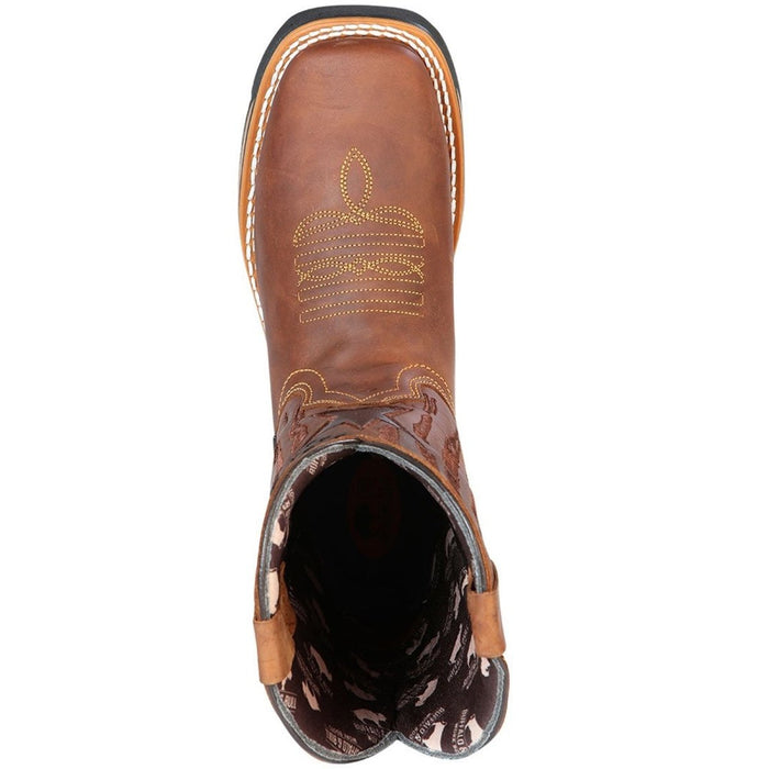 Botas de Trabajo de Cuero Horma Rodeo Color Tan con Estrellas GEN - 6