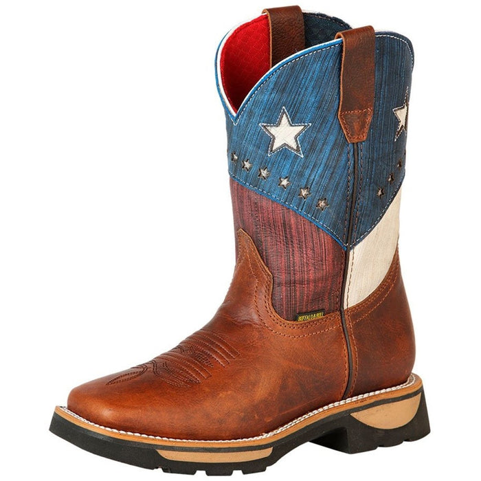 Botas de Trabajo de Cuero Horma Rodeo Color Tan con Estrellas - 6