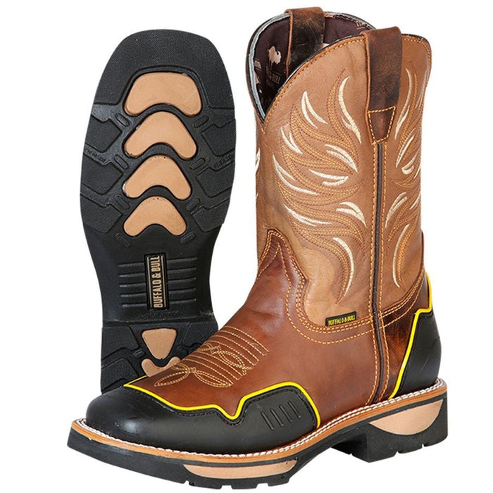 Botas de Trabajo de Cuero Horma Rodeo Color Tan con Proteccion GEN - 6