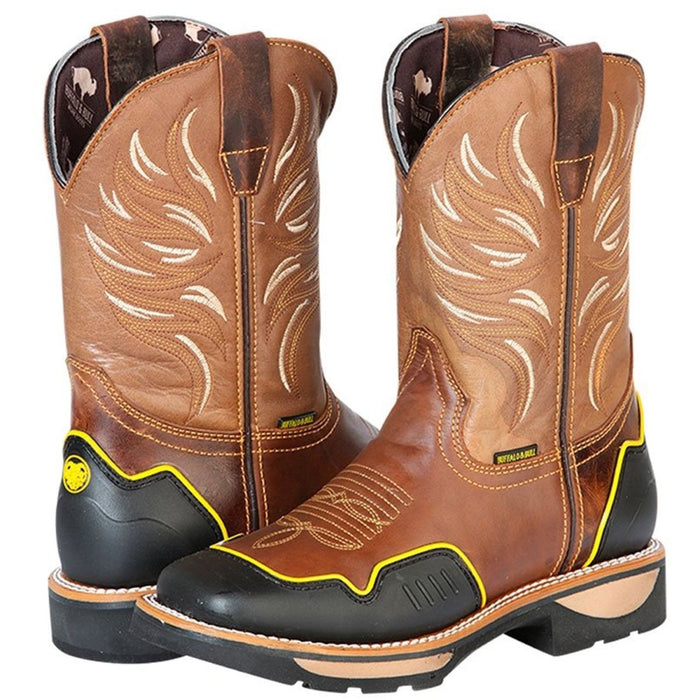 Botas de Trabajo de Cuero Horma Rodeo Color Tan con Proteccion GEN - 6