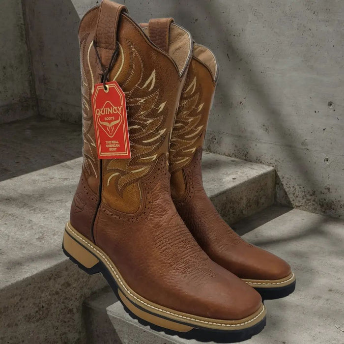 Botas de Trabajo Horma Rodeo Suela Doble Densidad Color Tan - 6