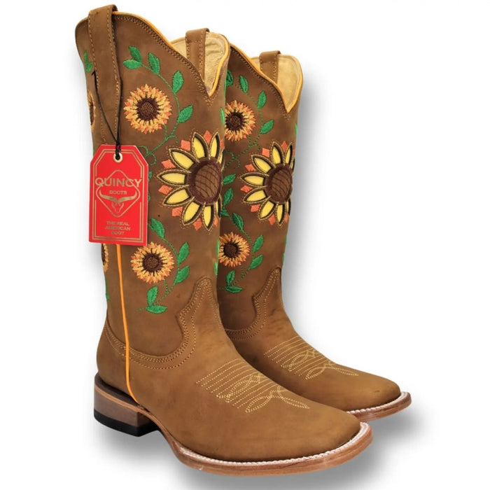 Botas Vaqueras de Cuero con Girasoles para Mujer en Horma Rodeo - 6