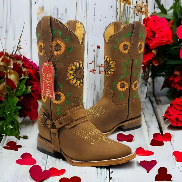 Botas Vaqueras de Cuero con Girasoles para Mujer en Horma Rodeo - 6