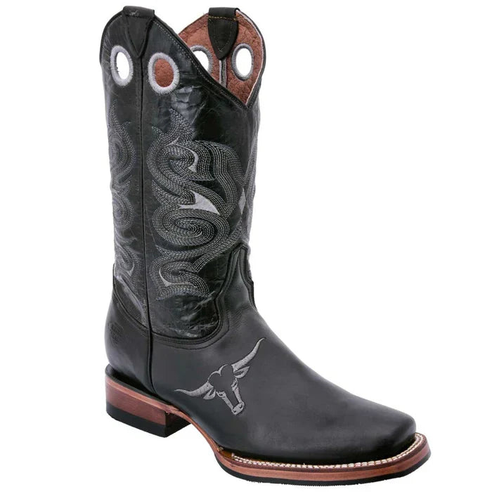 Botas Vaqueras de Cuero con Toro Bordado Horma Rodeo WD - 6