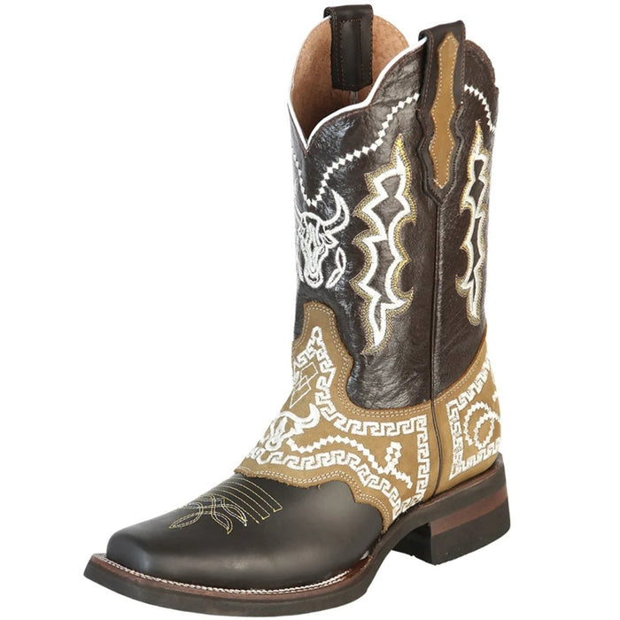 Botas Vaqueras de Cuero Crazy Horma Rodeo Color Chocolate con Antifaz - 6