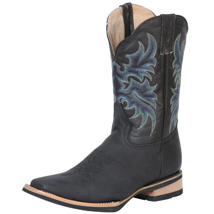 Botas Vaqueras de Cuero Crazy Horma Rodeo Color Negro GEN - 6