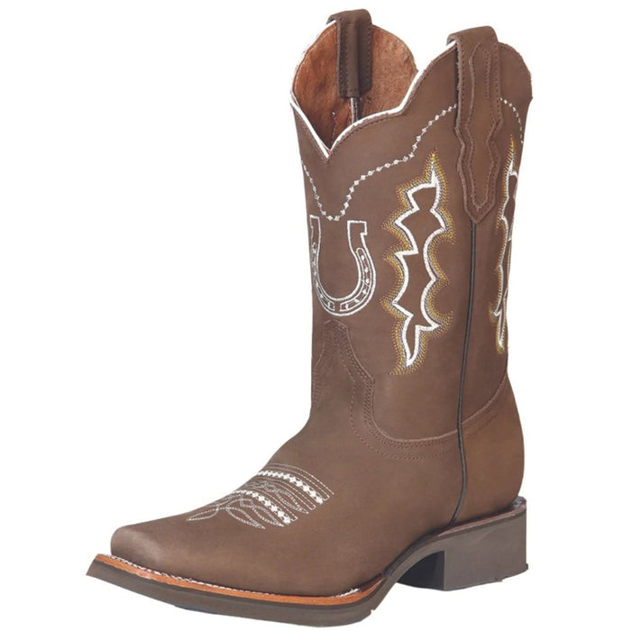 Botas Vaqueras de Cuero Nobuck Horma Rodeo Color Camel - 6