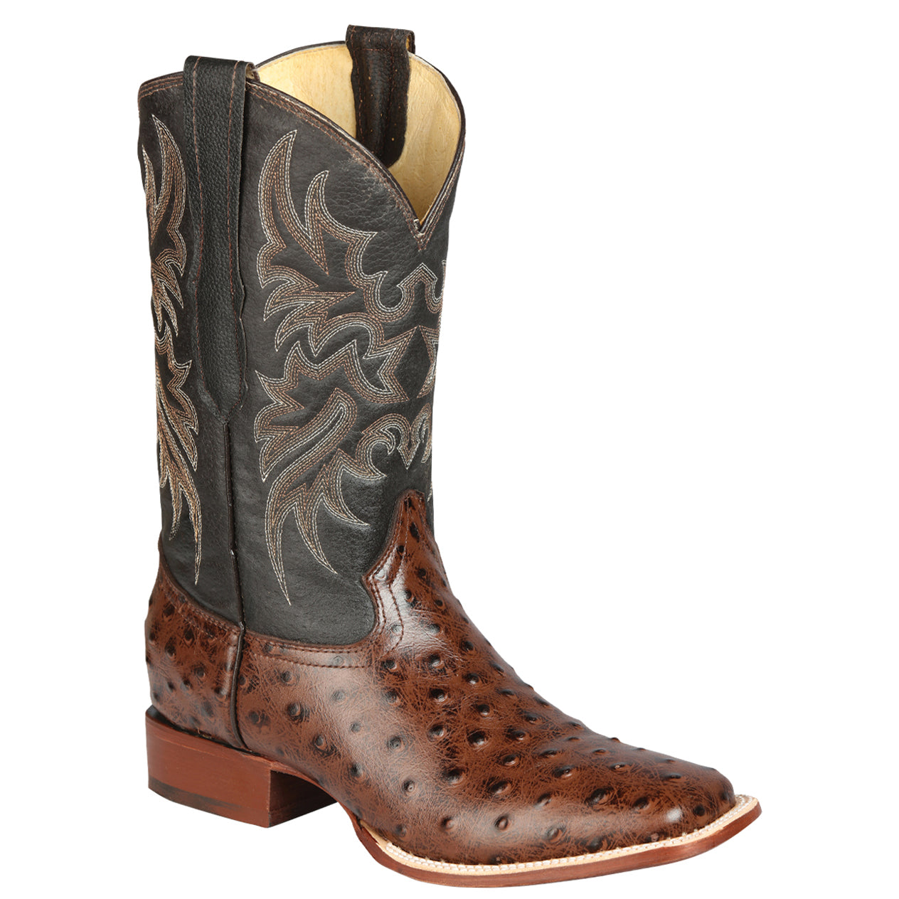 Brown Ostrich Print Boots - Brown