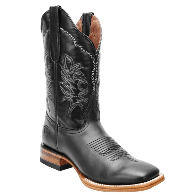 Mens White Diamond Boot Napa Black Cowboy Boots Square Toe - 6
