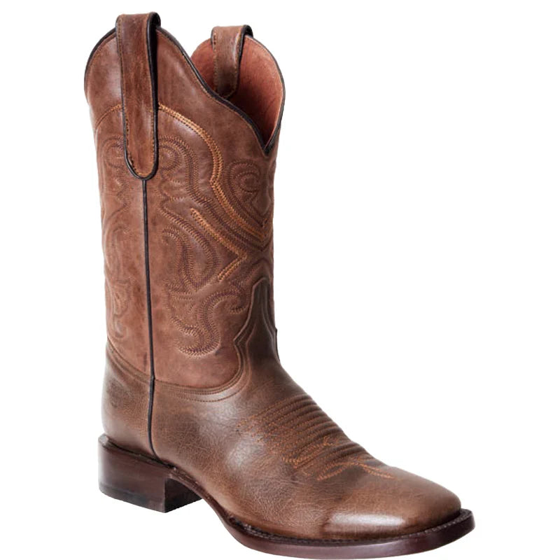 Mens White Diamond Boot Napa Brown Cowboy Boots Square Toe - 6
