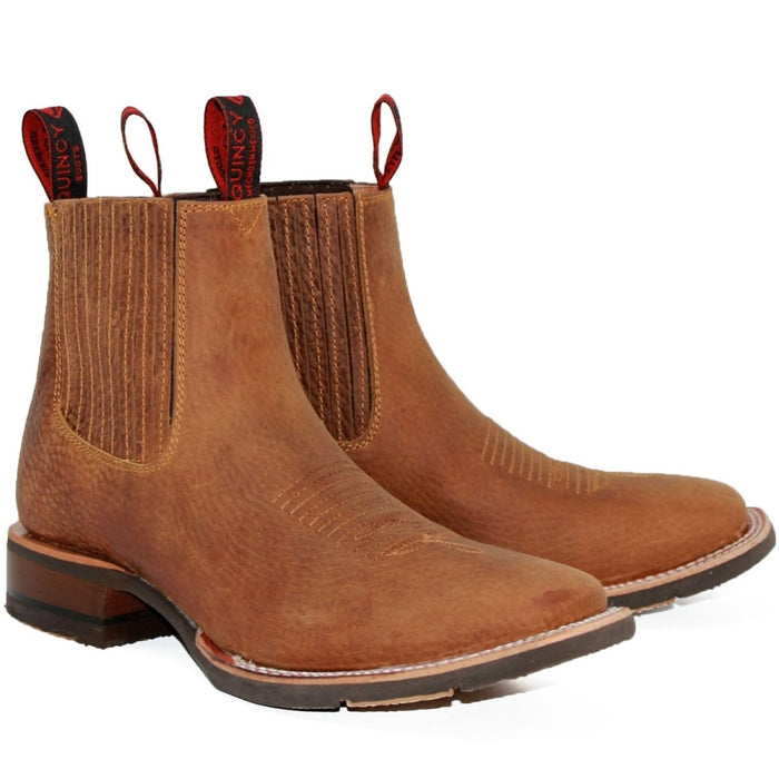 Tanner Mark Men's Van Zandt Print Ostrich Square Toe Boots Cognac - 6