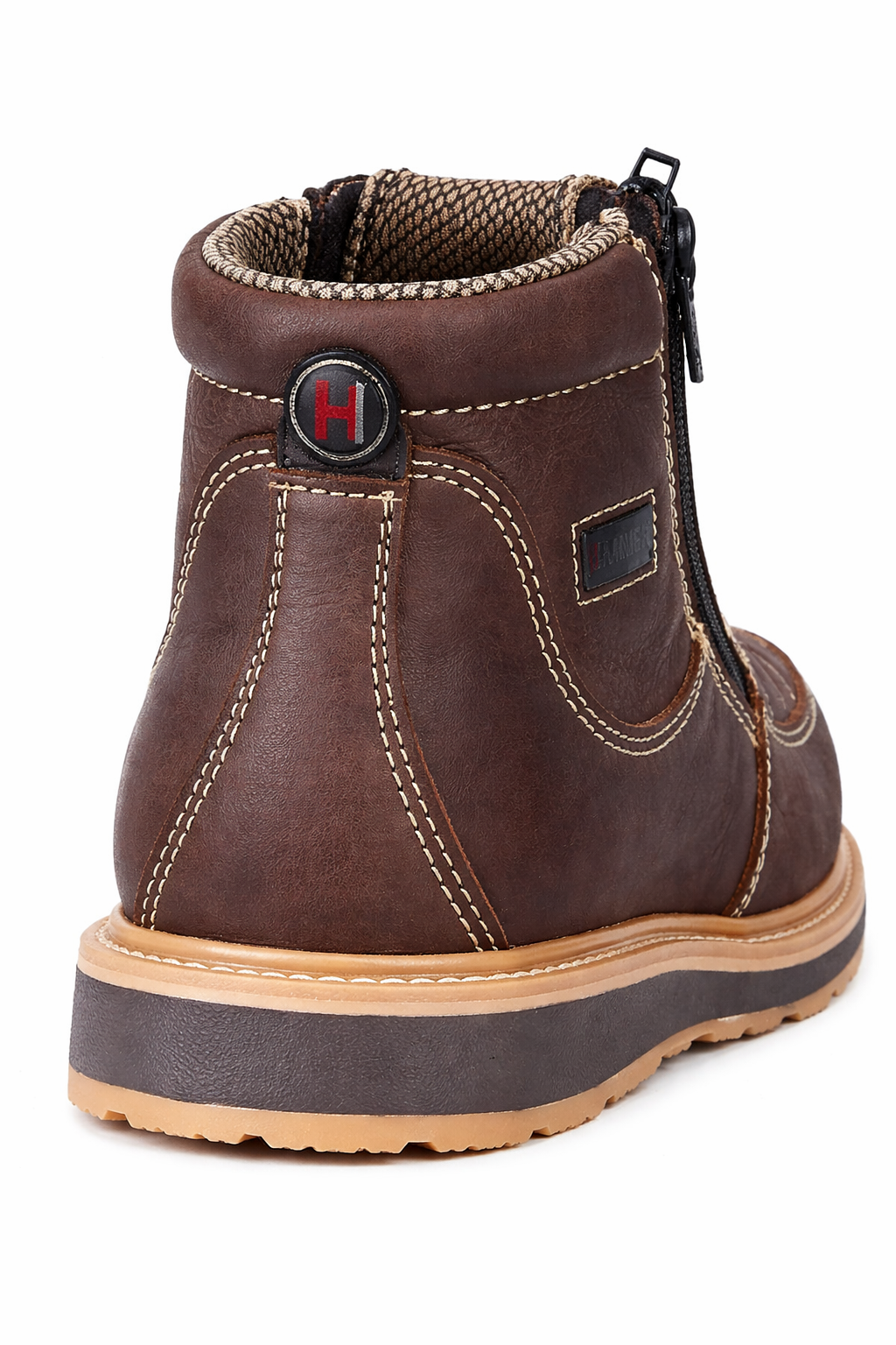 Botines de Trabajo Hammer Doble Zipper Suela Doble Densidad Color Cafe - 6