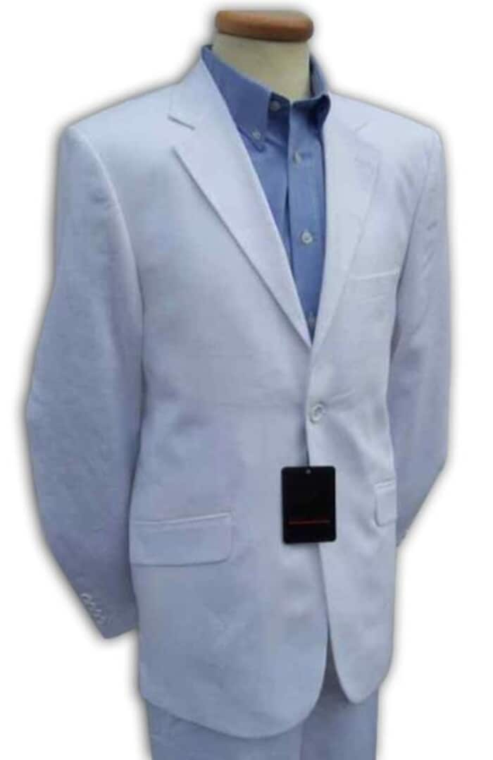 Mens Big and Tall Linen Suits -White  Fit Summer Fabric Suit