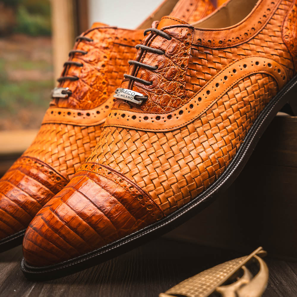 Marco Di Milano John Brandy: Luxury Leather Dress Shoes - 8 USA