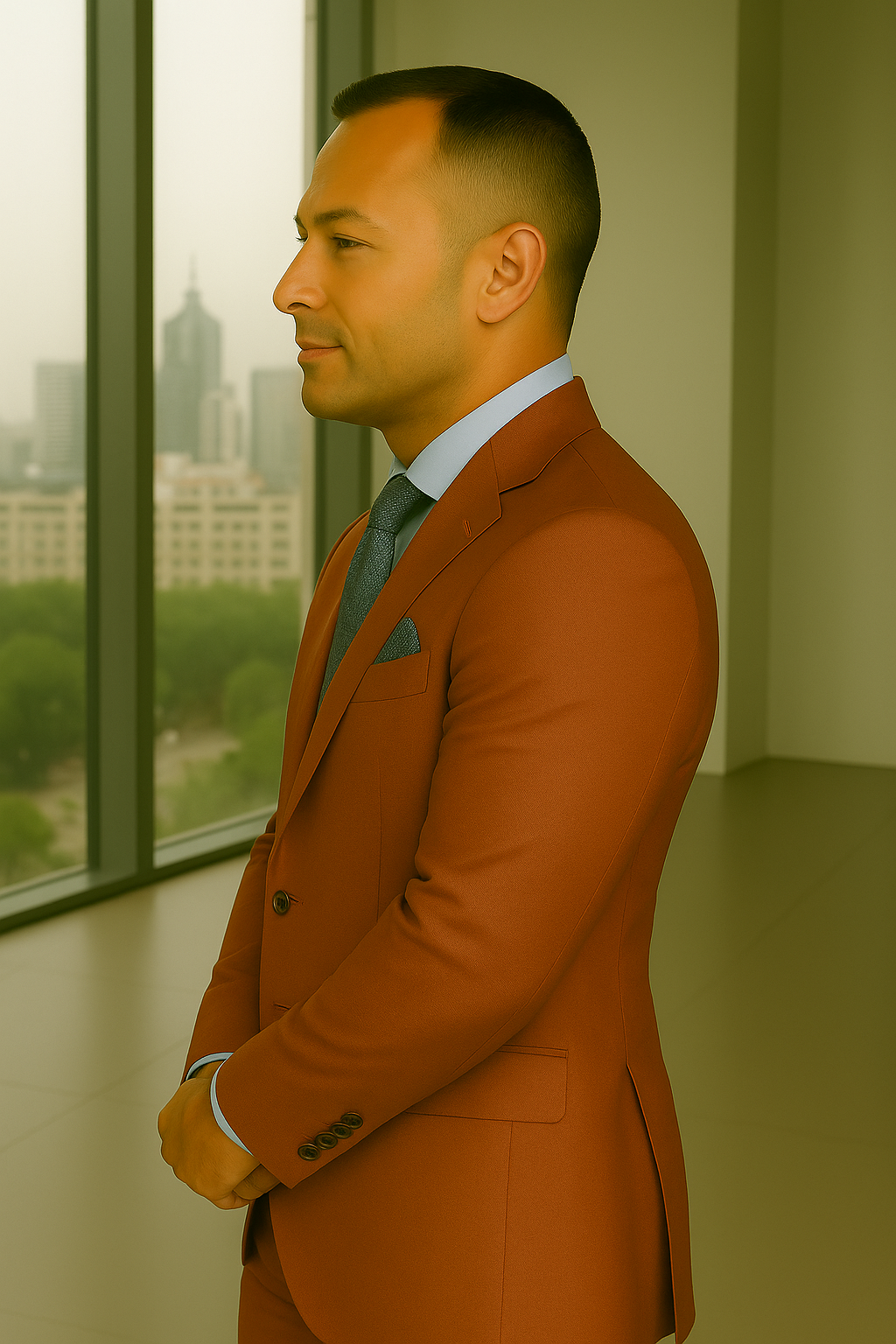 Wool Suit - Italian Made Business Suit by Statement Men's 3 Piece 100% Wool Fashion Suit - Bold Colors - 38R