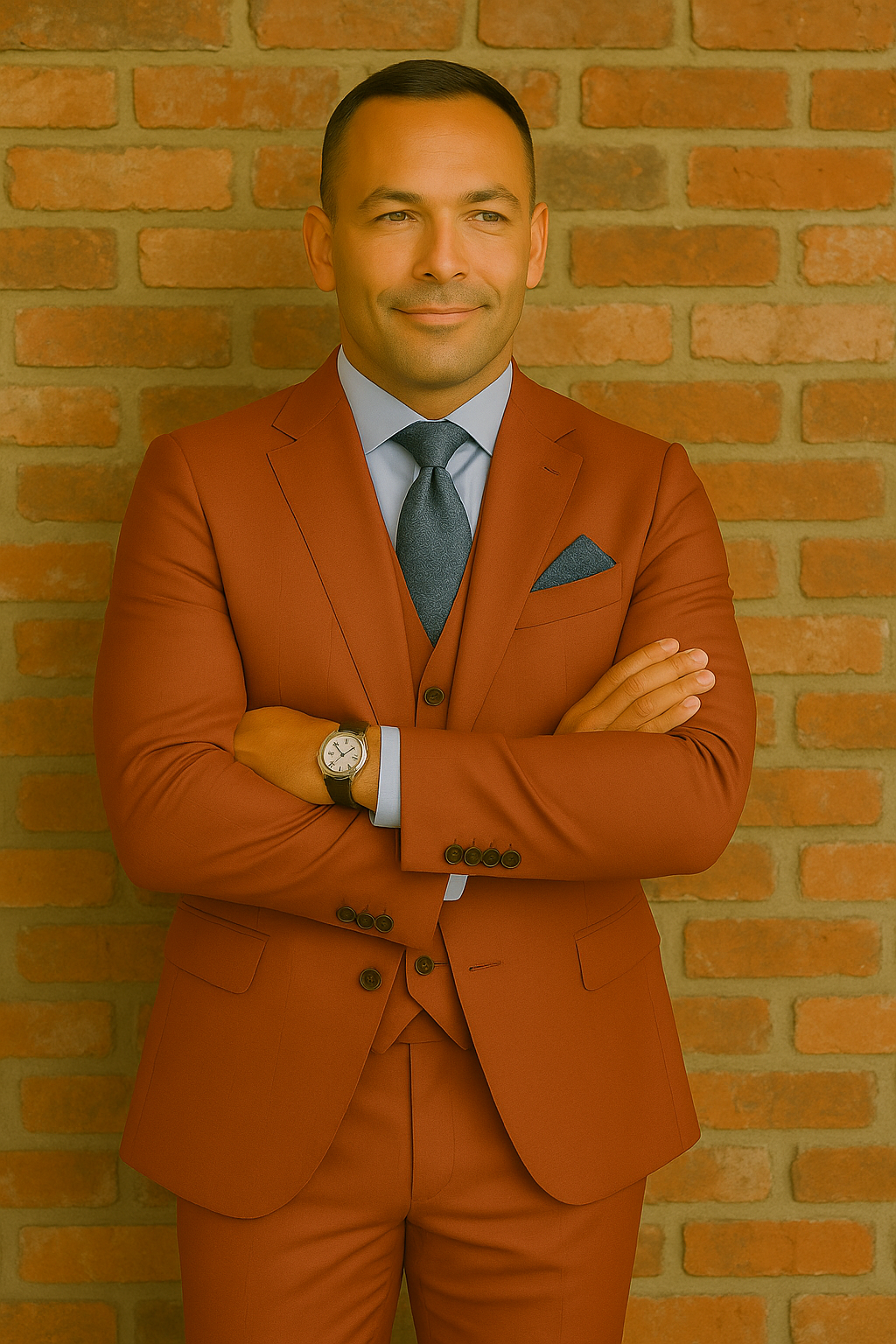 Wool Suit - Italian Made Business Suit by Statement Men's 3 Piece 100% Wool Fashion Suit - Bold Colors - 38R